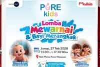 Kabar gembira untuk Ayah dan Bunda di Kota Daeng. Brand anak @purekids.indonesia menghadirkan event seru bertajuk Lomba Mewarnai & Bayi Merangkak yang akan digelar di Mall Phinisi Point Makassar Jumat, (27/02/2026, mulai pukul 13.00 hingga 17.30 WITA. 