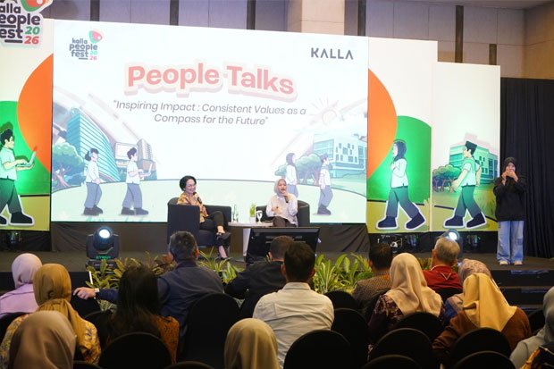 Kemeriahan Kalla People Fest 2026 di Saoraja Ballroom Wisma Kalla, Kamis (5/2/2026). Event ini menghadirkan Director of Enterprise & Business Service PT Telkom Indonesia Tbk, Veranita Yosephine Sinaga. Foto: Istimewa
