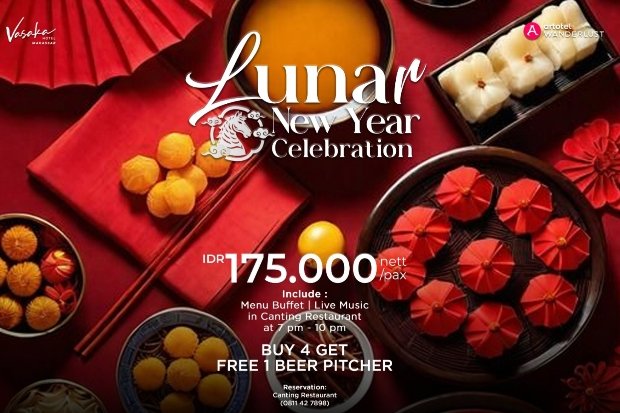 Jelang tahun baru Imlek, Canting Restaurant Vasaka Hotel Makassar hadirkan Buffet Dinner dengan harga hanya idr. 175.000 nett per pax, Kamis (12/2/2026). Foto: Istimewa